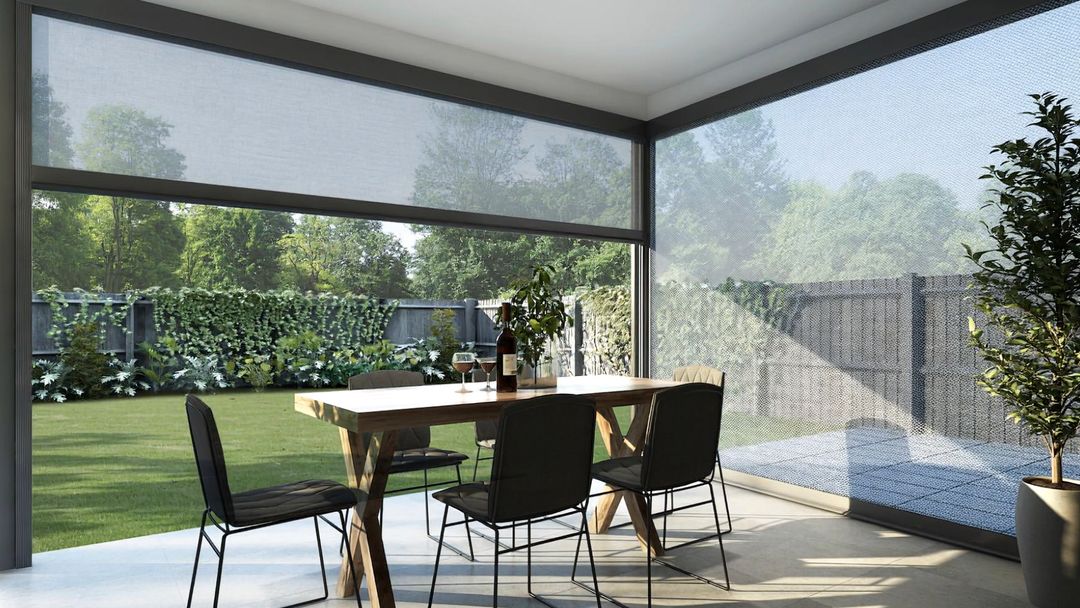 Zipper Shades on a patio